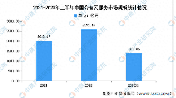 2023年上半年中国公有云服务市场规模及结构分析